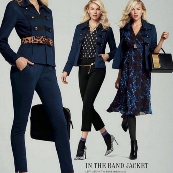 cAbi 3375 Jacket Medium Navy Blue In The Band Military Moto Long Sleeve - Picture 4 of 15